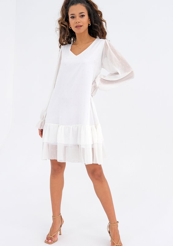 Clarie - ecru chiffon dress