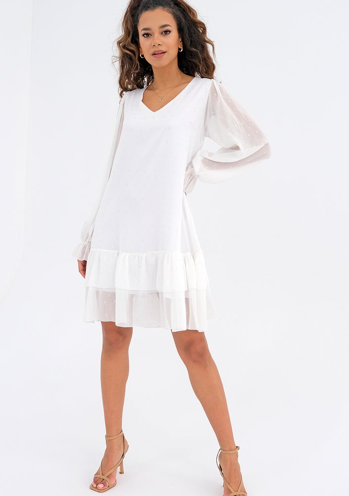 Clarie - ecru chiffon dress