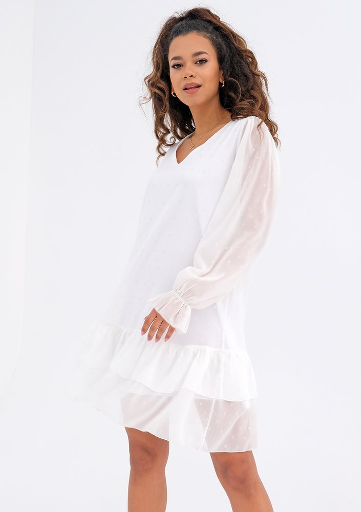 Clarie - ecru chiffon dress