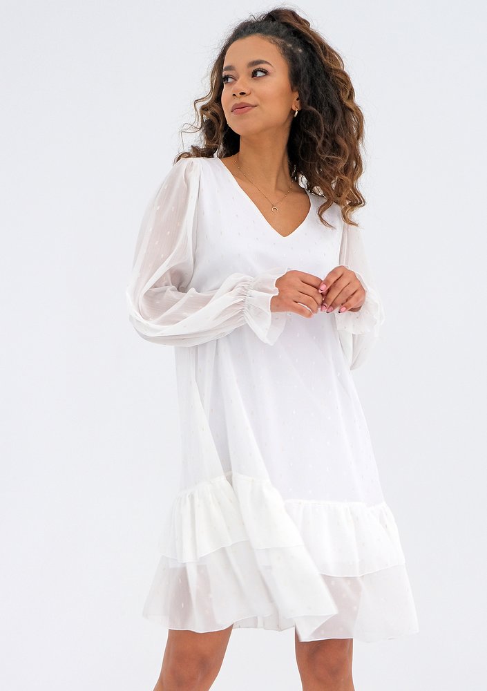 Clarie - ecru chiffon dress