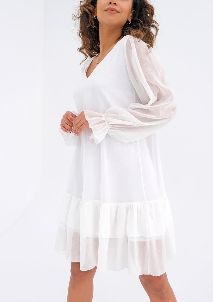 Clarie - ecru chiffon dress