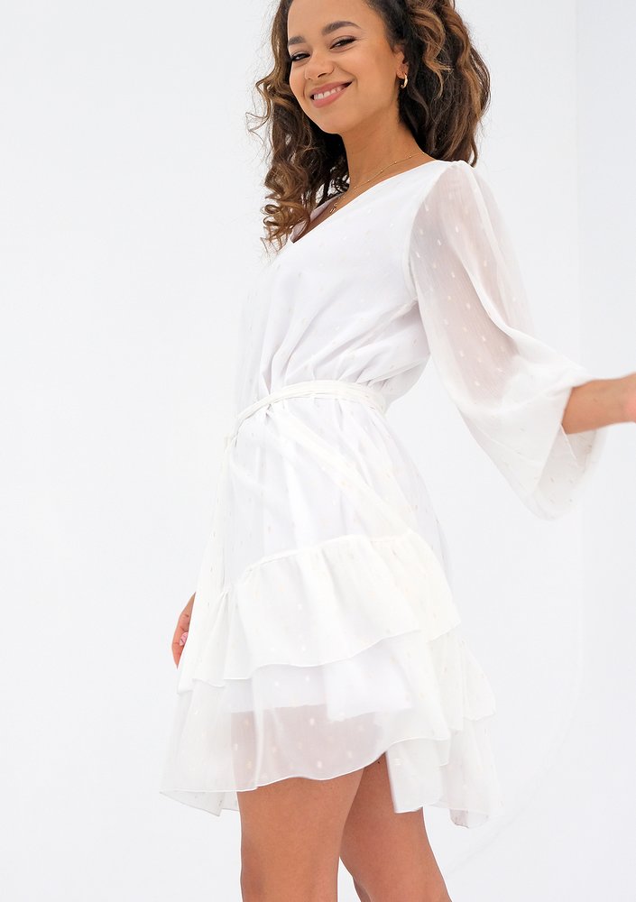 Clarie - ecru chiffon dress