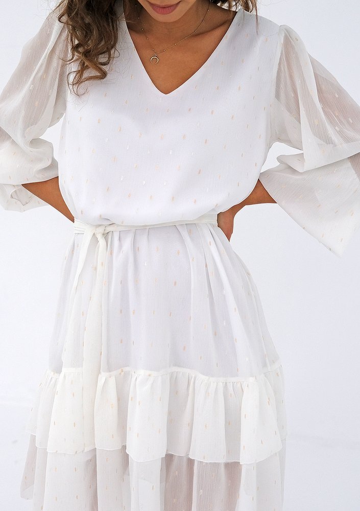 Clarie - ecru chiffon dress