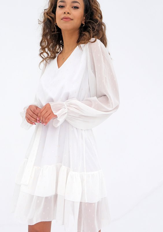 Clarie - ecru chiffon dress