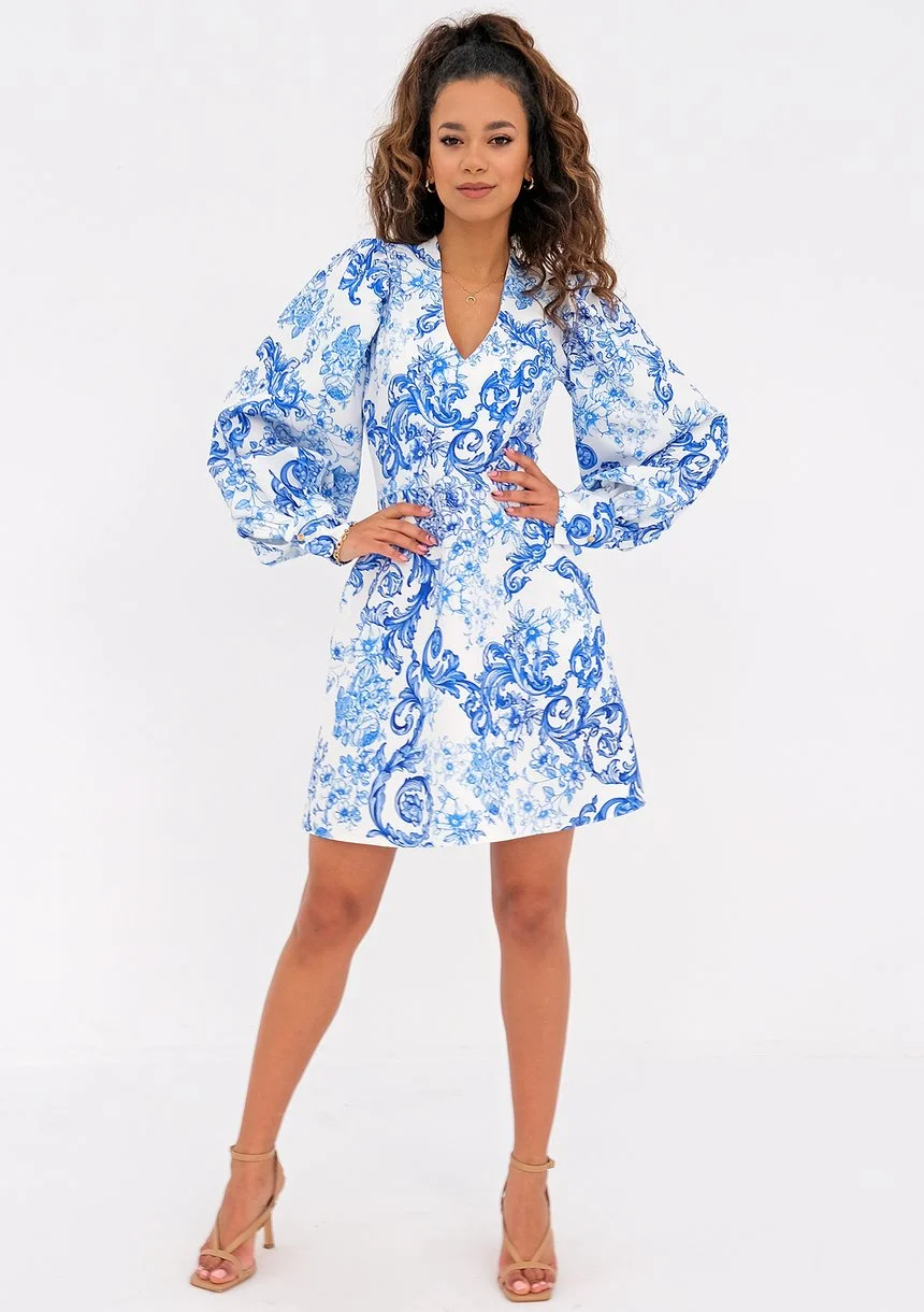 Camilla - dress with a blue print