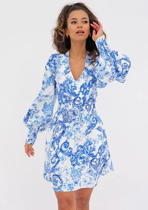 Camilla - Sukienka Niebieski Print