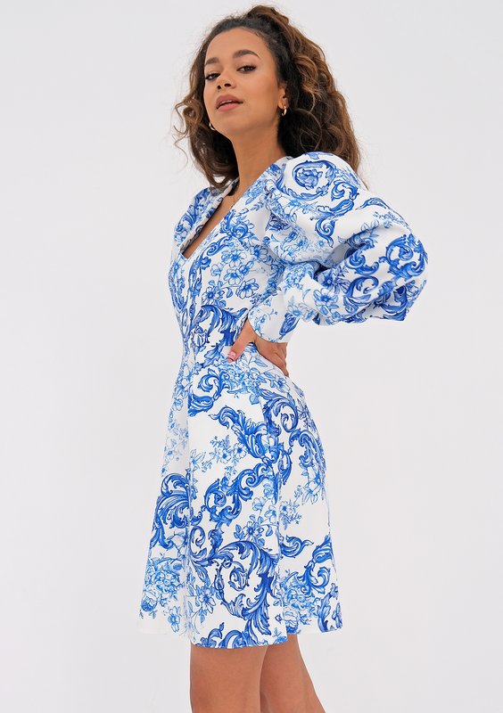 Camilla - Sukienka Niebieski Print