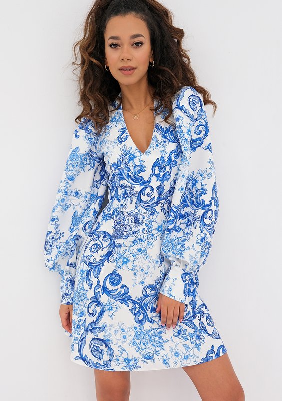 Camilla - dress with a blue print