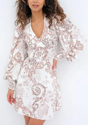 Camilla - dress with a beige print