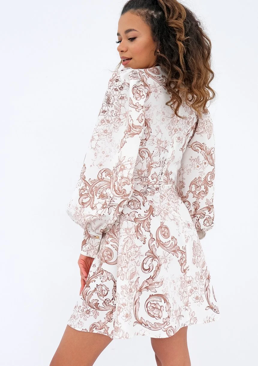Camilla - dress with a beige print