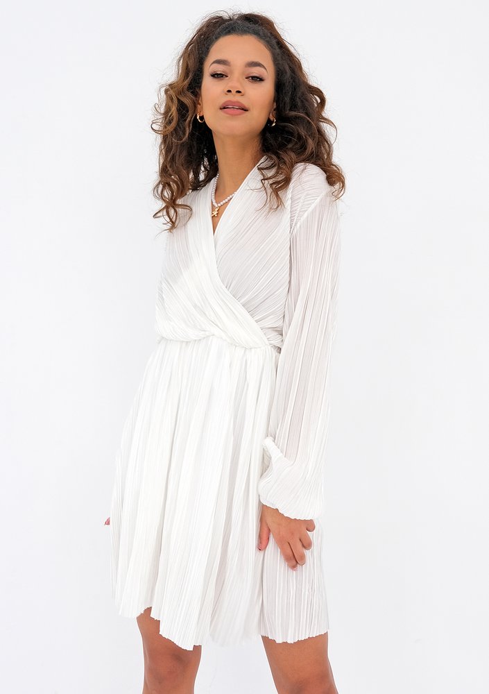 Simona - Sukienka plisowana Kremowa