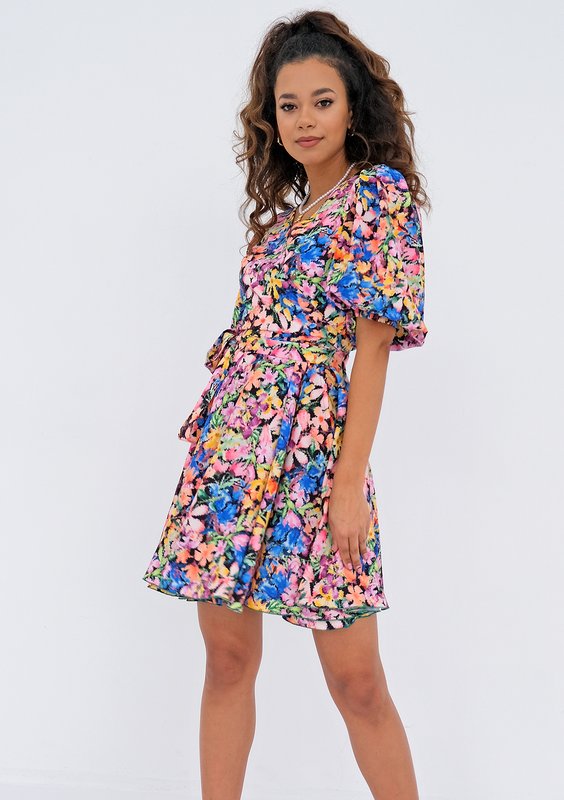 Cornelia - flared mini dress with colorful flowers