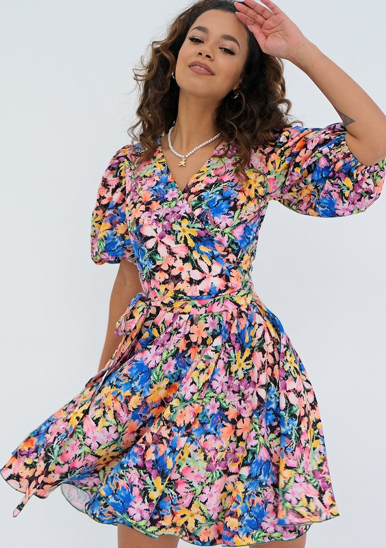 Cornelia - flared mini dress with colorful flowers