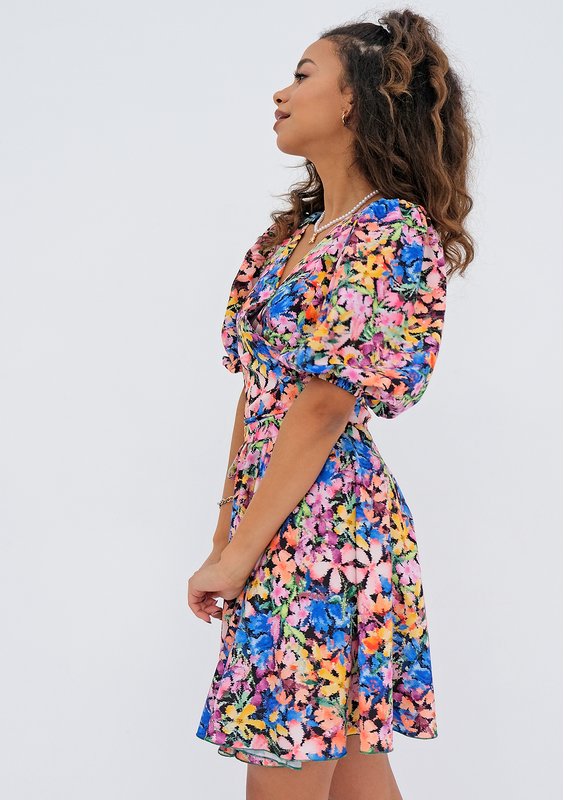 Cornelia - flared mini dress with colorful flowers