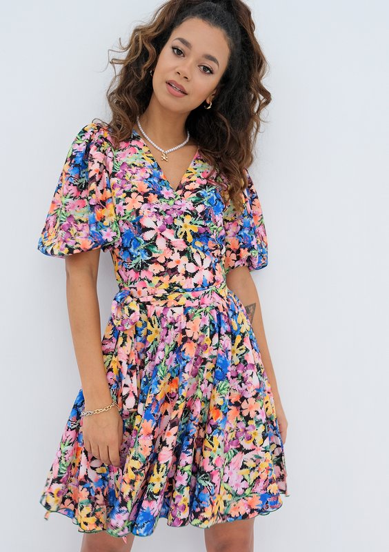Cornelia - flared mini dress with colorful flowers
