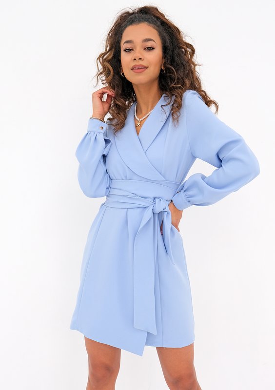 Daniela - light blue mini wrap dress