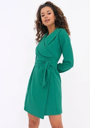 Daniela - Kopertowa sukienka mini Zielona