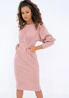 Agnese - midi powder pink eco suede dress