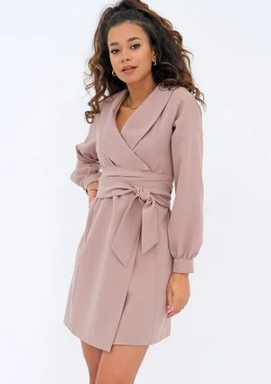 Daniela - Kopertowa sukienka mini Beżowa