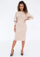 Agnese - midi beige eco suede dress