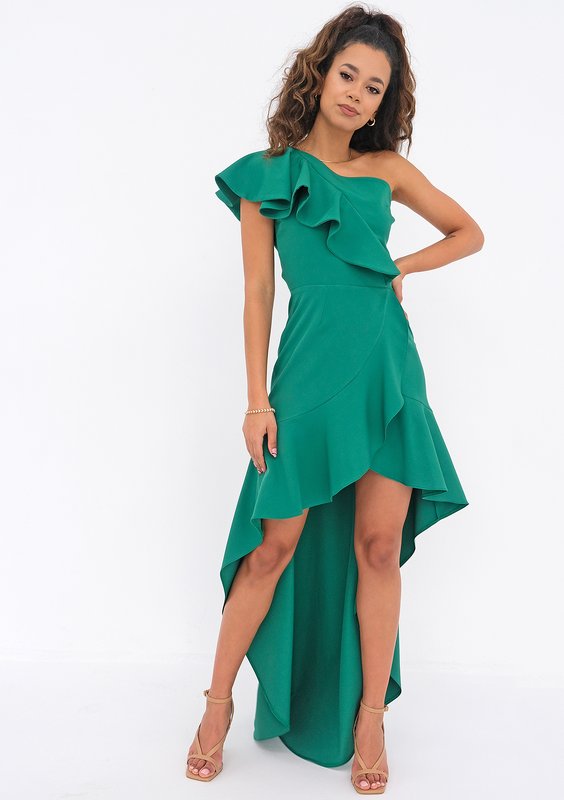 Vanessa - Asymmetric green maxi dress