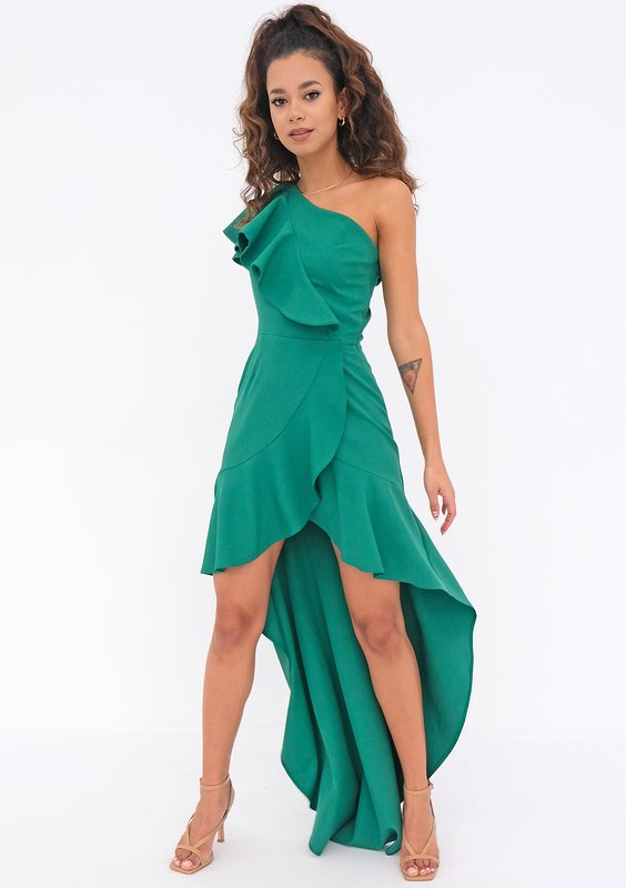 Vanessa - Asymmetric green maxi dress