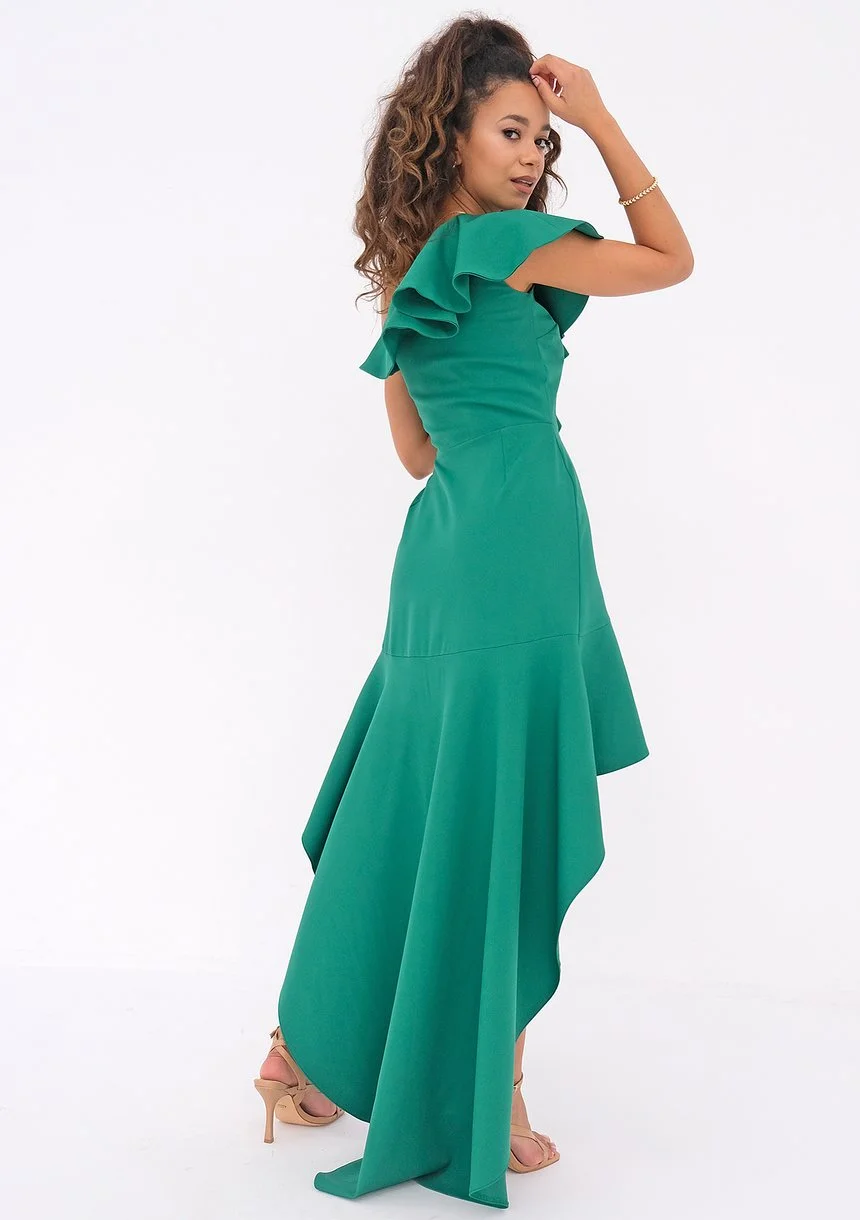 Vanessa - Asymmetric green maxi dress