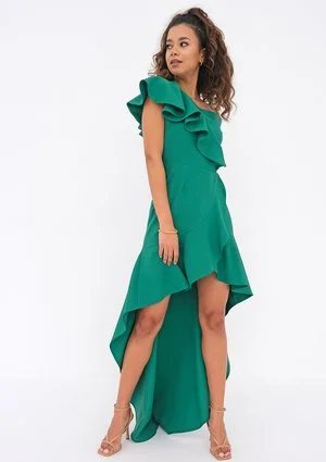 Vanessa - Asymetryczna sukienka maxi Zielona