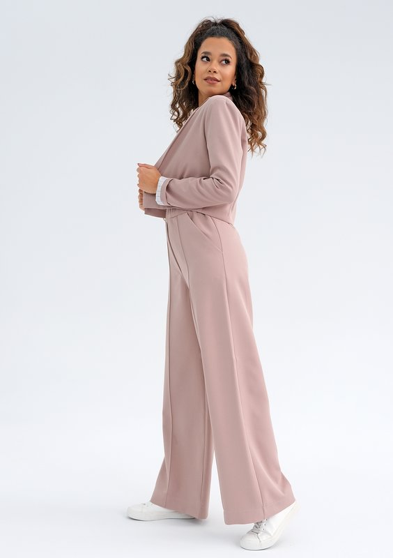 Ellis - Luźne spodnie z kantami Coffee