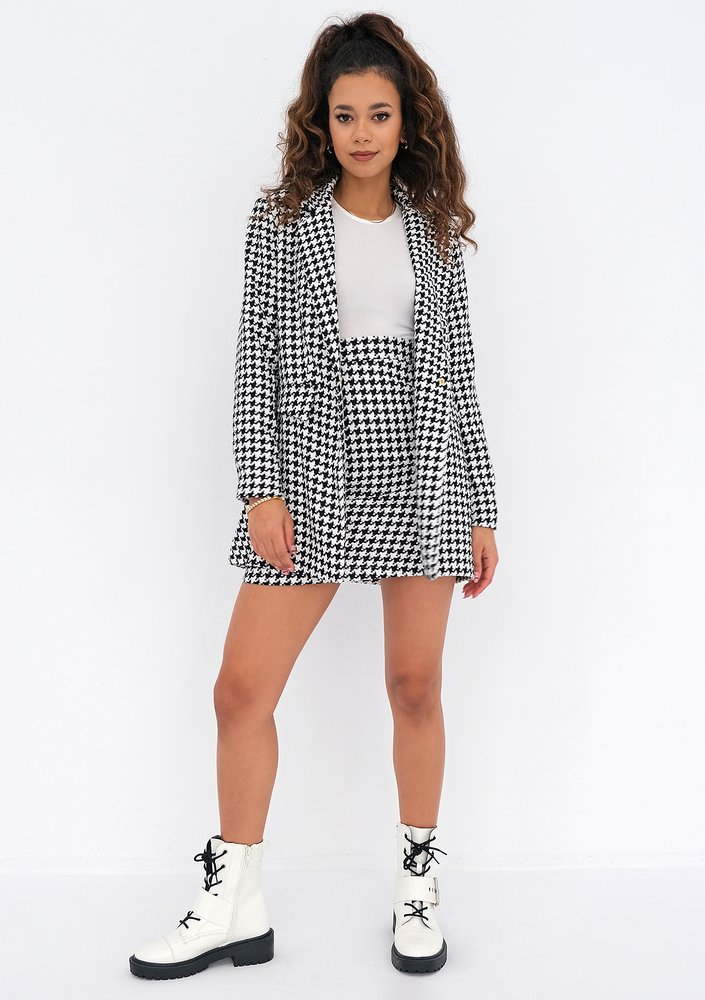 Lisa - black houndstooth mini skirt