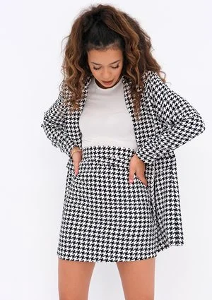 Lisa - black houndstooth mini skirt