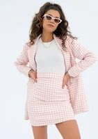 Lisa - pink houndstooth mini skirt