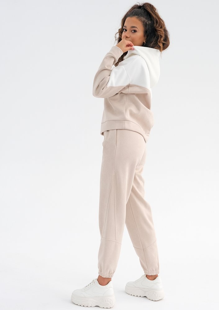 Wavy - beige faux suede sweatshirt