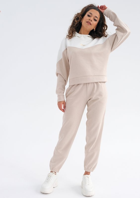 Irvine - beige eco suede sweatpants