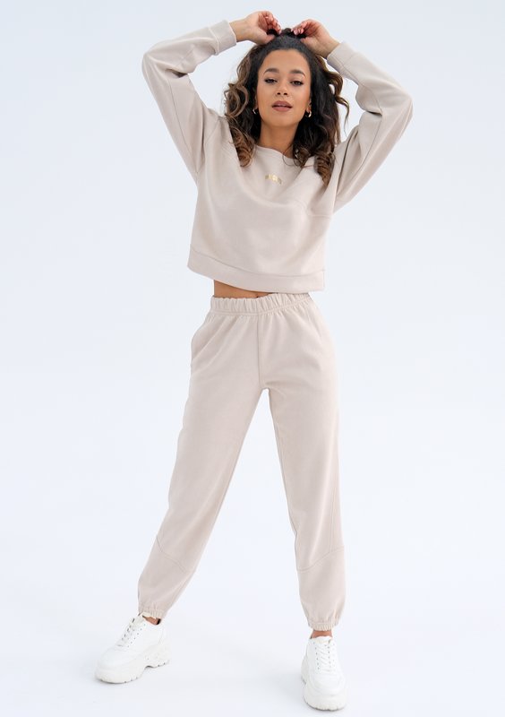 Irvine - Beige faux suede sweatshirt