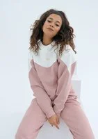 Wavy - powder pink faux suede sweatshirt