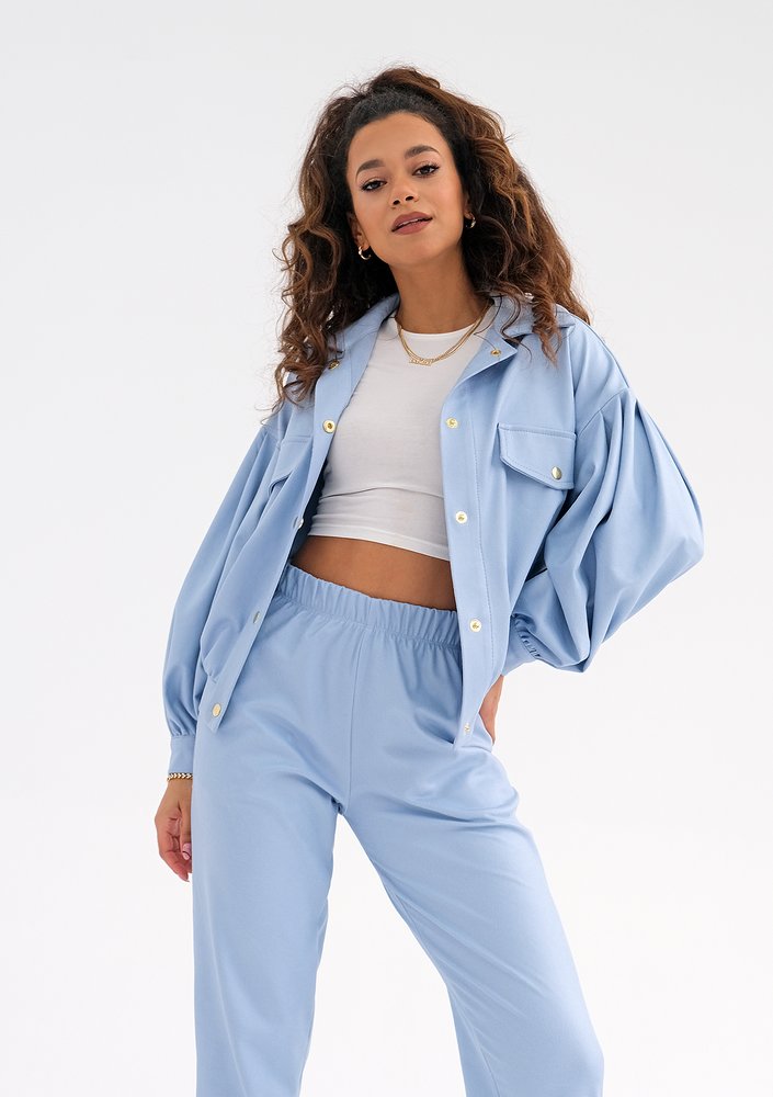 Layzy - oversize light blue shirt jacket