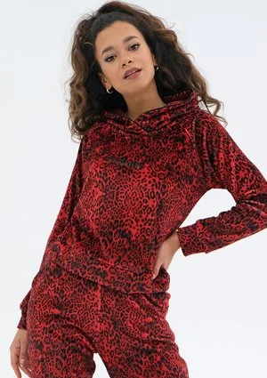 Queens - Bluza velvet w cętki Czerwona