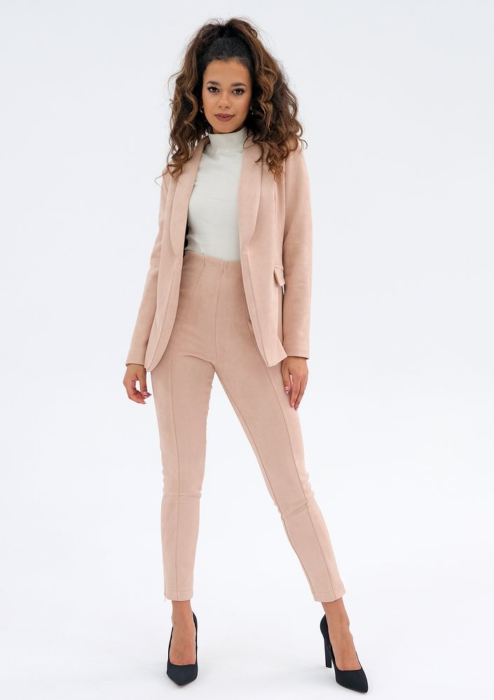 Vosca - fitted nude pink eco suede blazer
