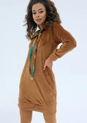 Mila - sukienka z kapturem marble Camel
