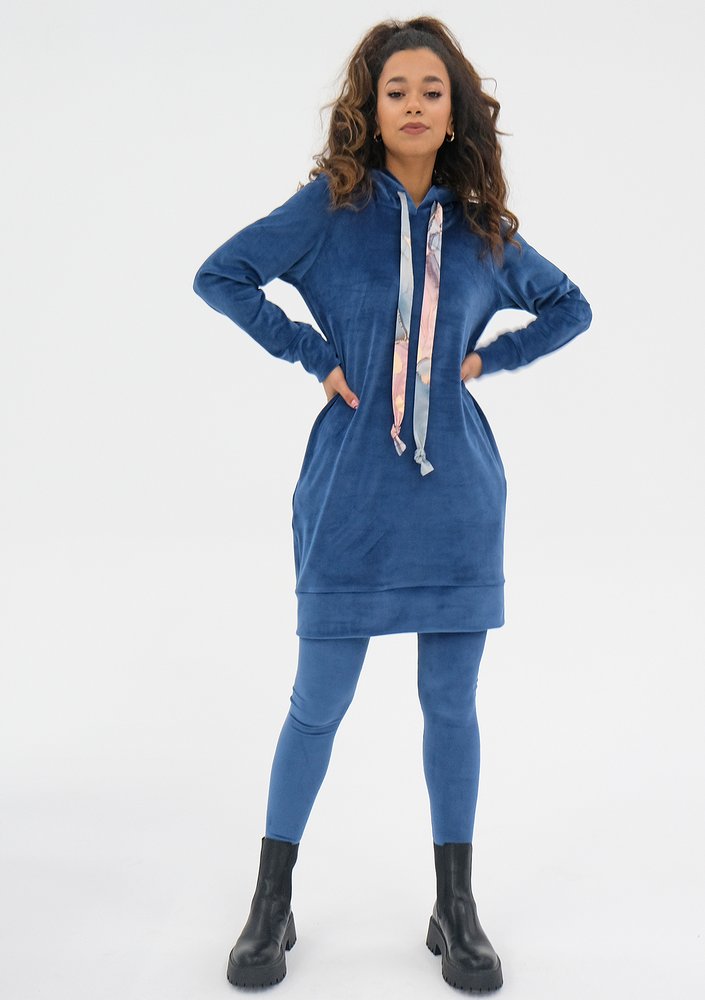 Yame - blue velvet leggings