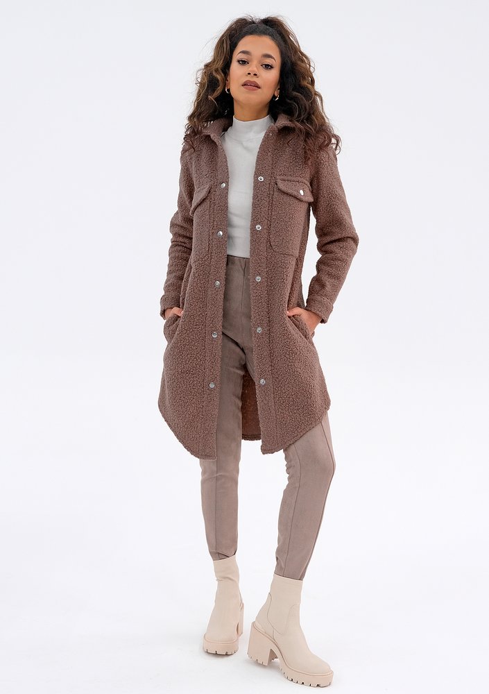 Shebi - Long brown boucle shirt