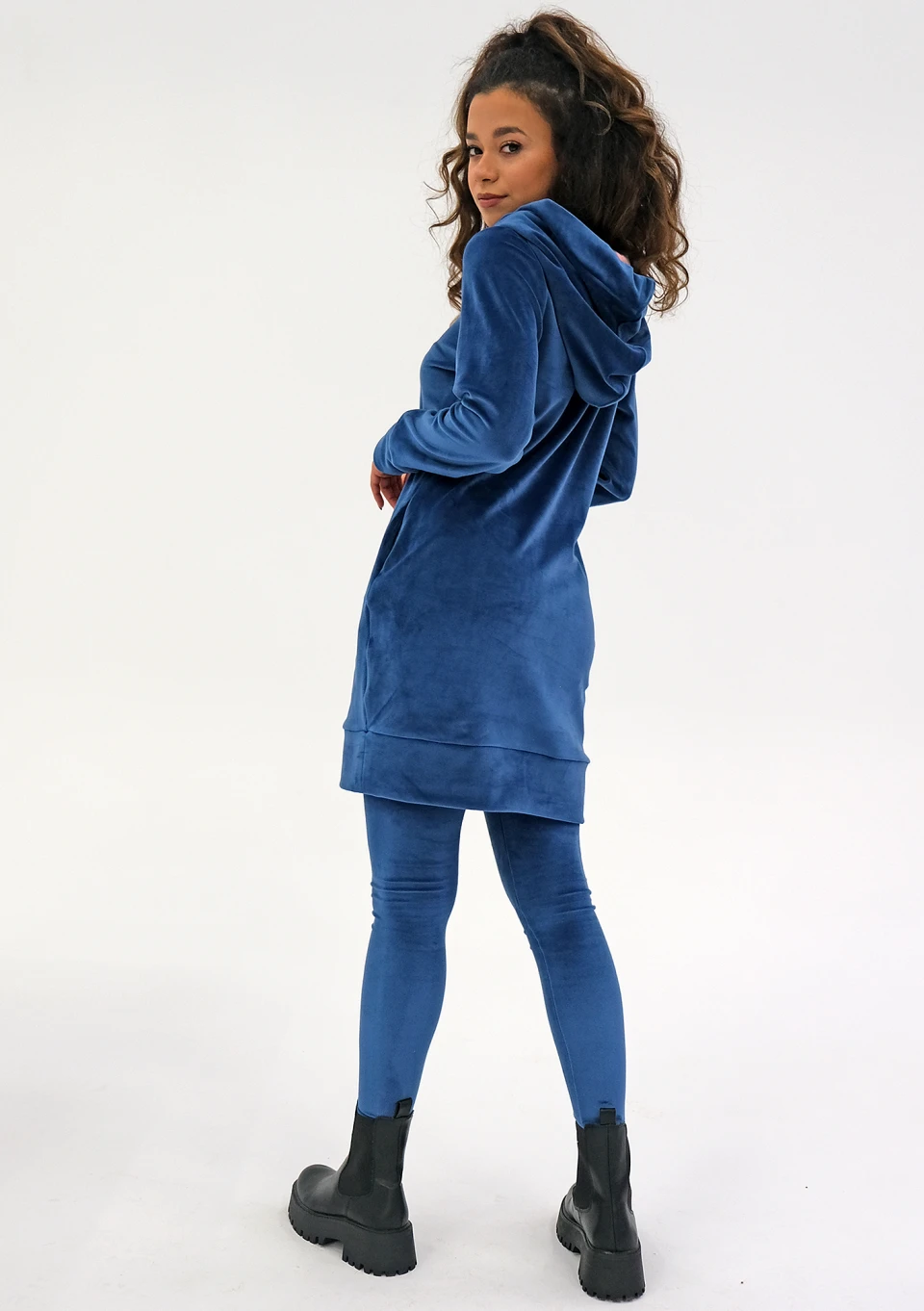blue velvet hooded dress Mily