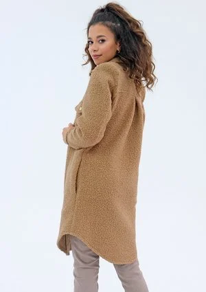 Shebi - Long camel brown boucle shirt