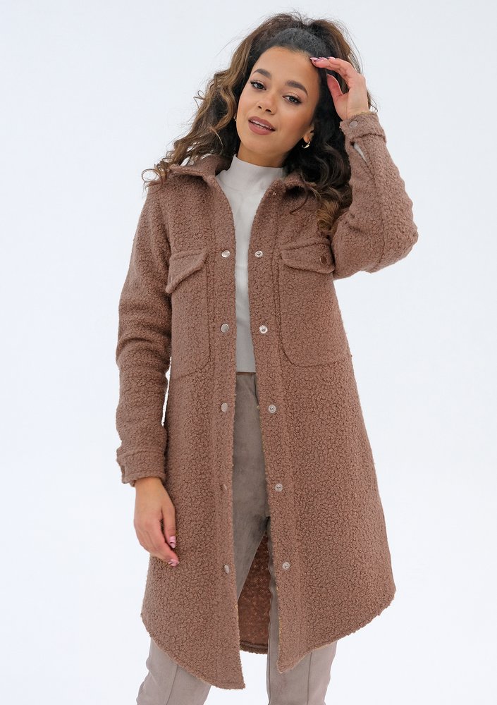 Shebi - Long brown boucle shirt