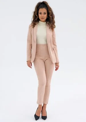 Vosca - fitted nude pink eco suede blazer