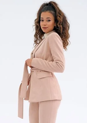 Vosca - fitted nude pink eco suede blazer