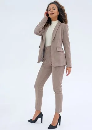 Vosca - fitted coffee brown eco suede blazer