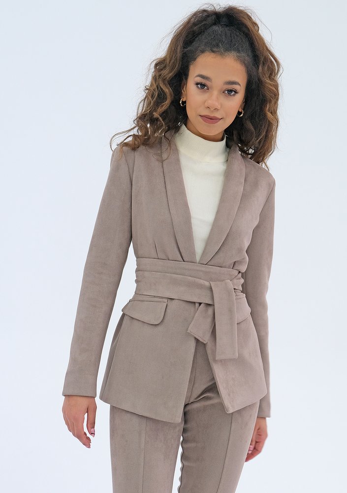 Vosca - fitted coffee brown eco suede blazer