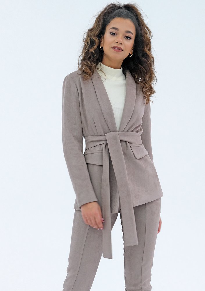 Vosca - fitted coffee brown eco suede blazer